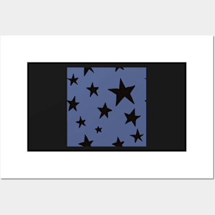 blue black stars pattern stockholm style Posters and Art